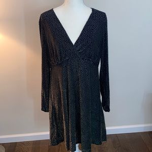 Long sleeve green dot dress
